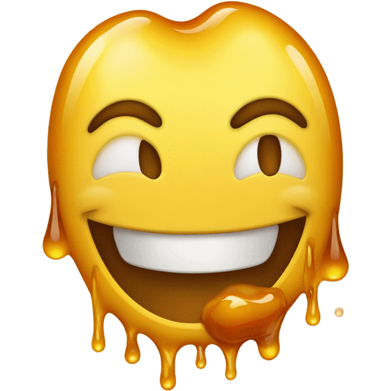 Smiling emoji having honey fall out of its mouth emoji