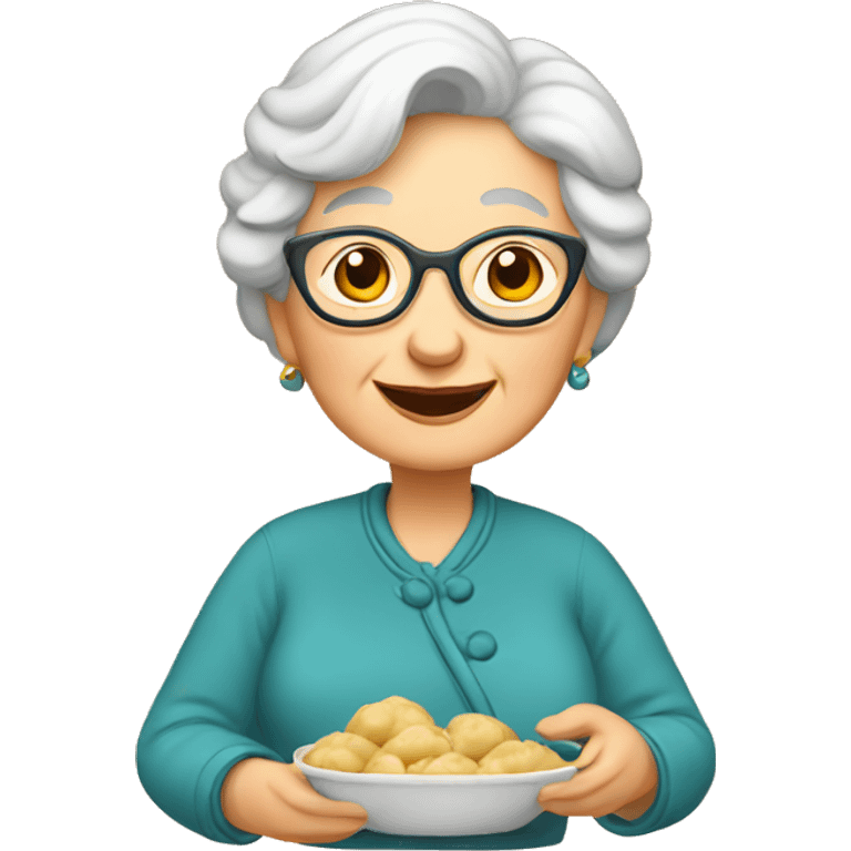 grandma with dumplings emoji