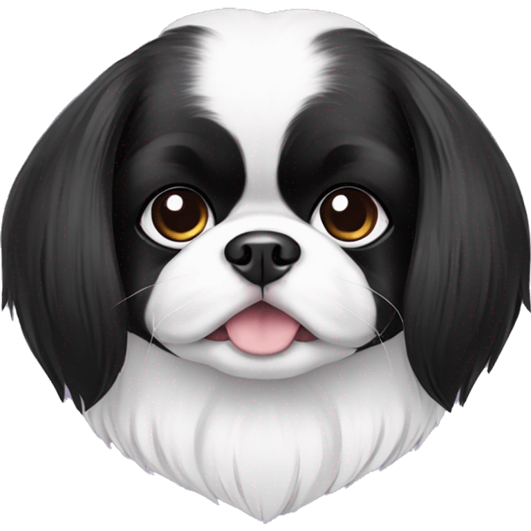 Japanese Chin dog cute black and white with purple collar  emoji