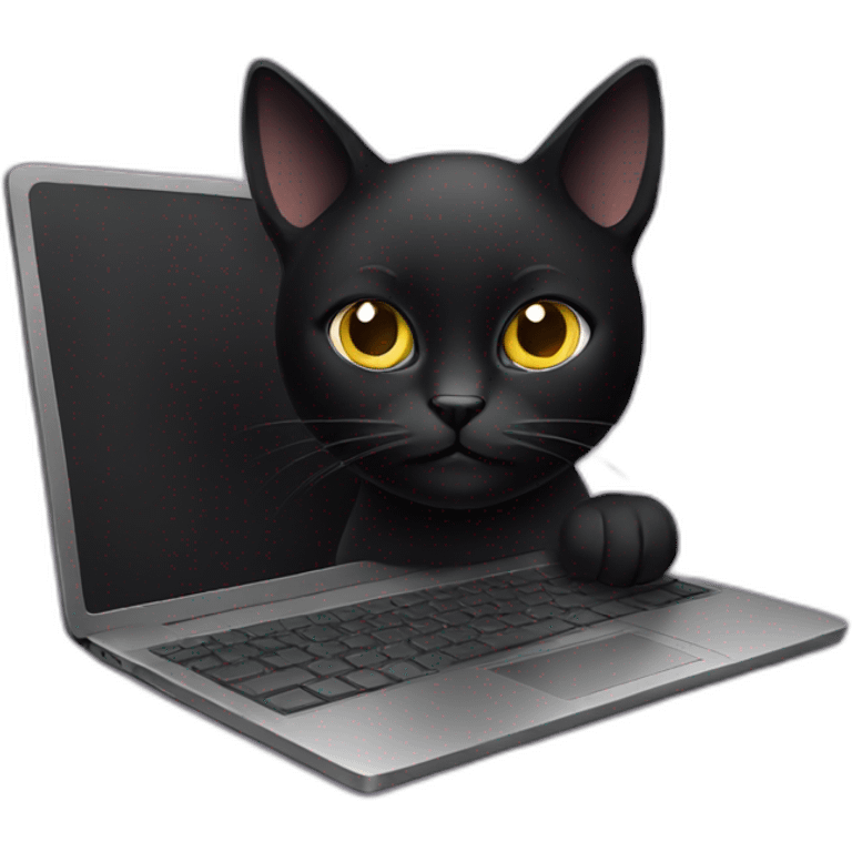 black cat looking laptop emoji