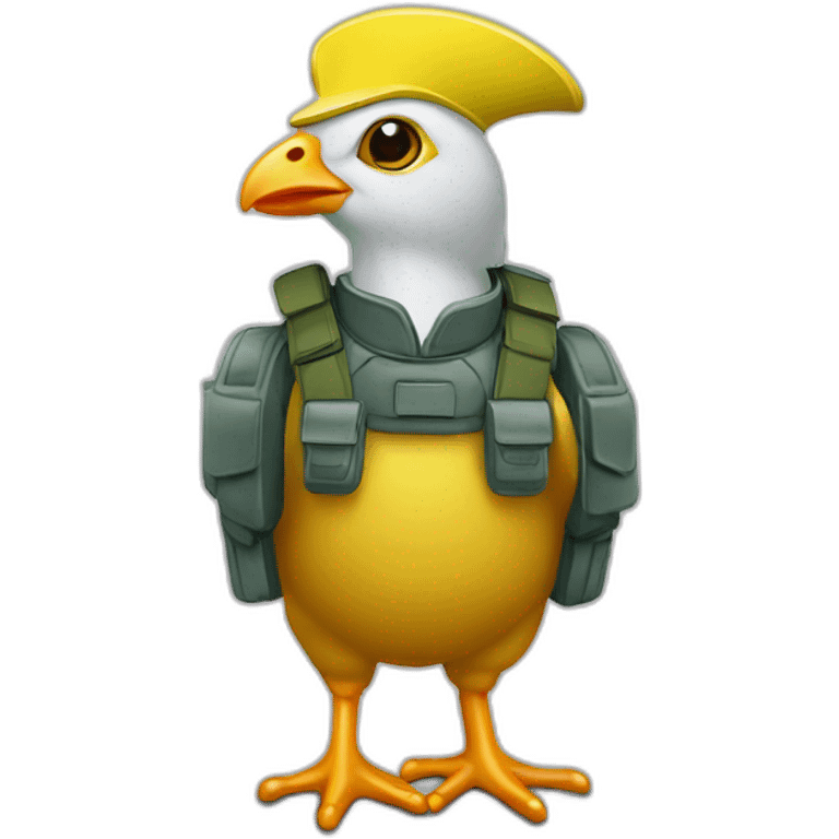 Un poussin jaune avec un casque militaire emoji