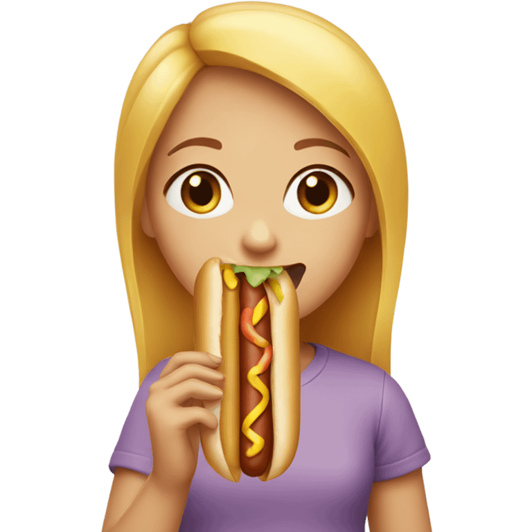 Girl eating hot dog emoji