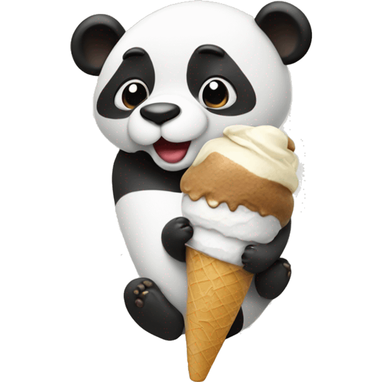 Panda eating ice cream emoji