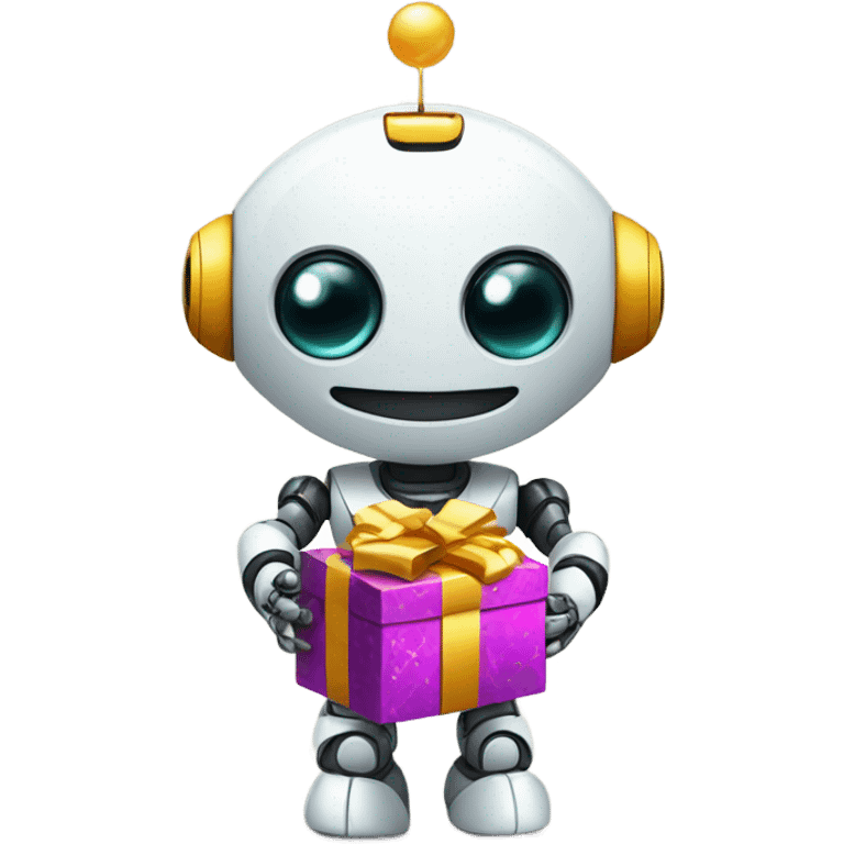 cute robot holds a gift emoji