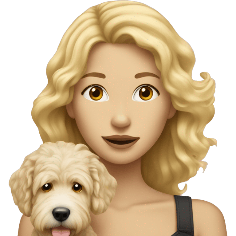 Blonde girl with golden doodle emoji