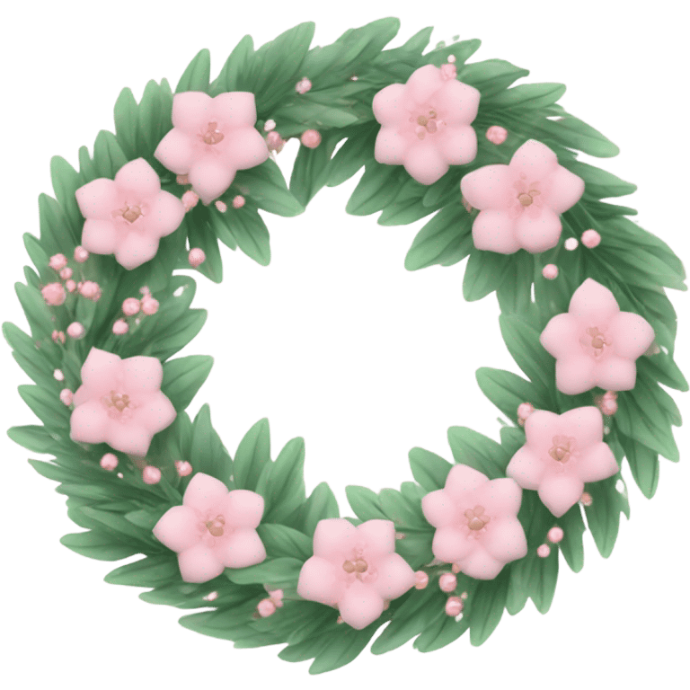 Pastel pink Christmas wreath emoji