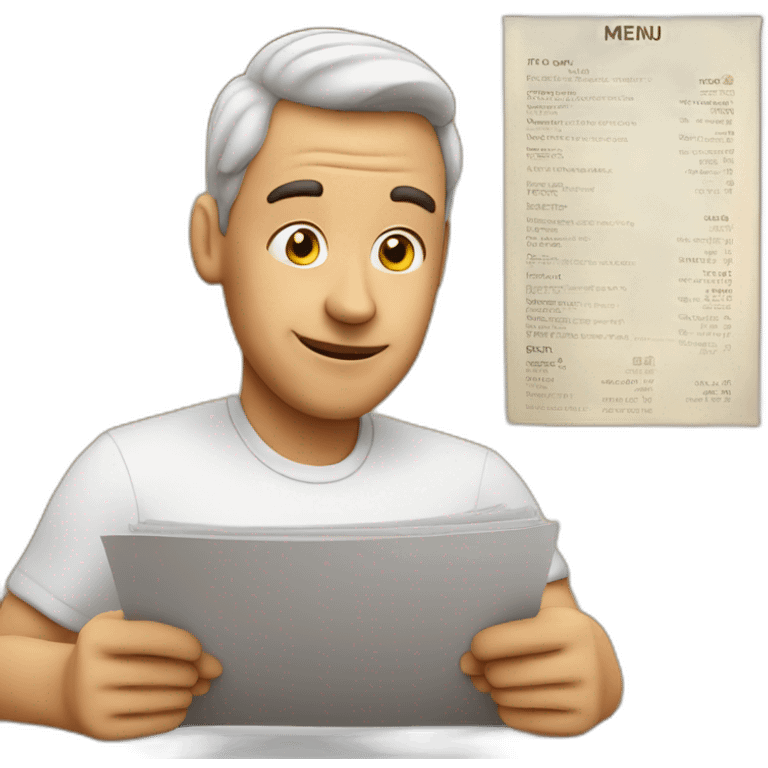 Man looking at a menu emoji