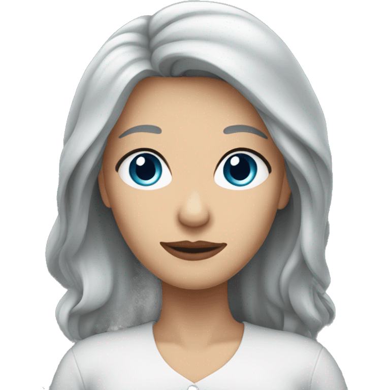 woman with long grey hair and oval face blue eyes emoji