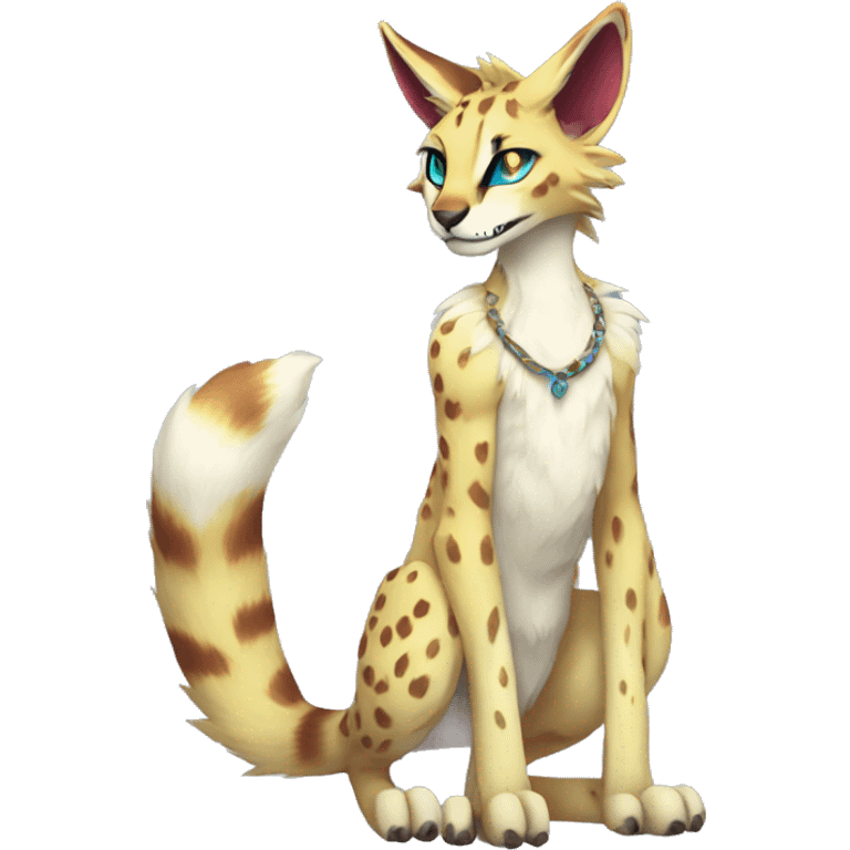 Anthro Epic Beautiful Handsome Pretty Colorful Sergal-Serval-Vernid full body emoji