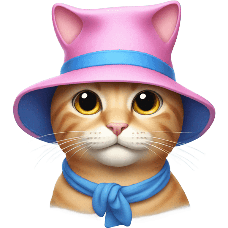 pink cat in blue hat emoji