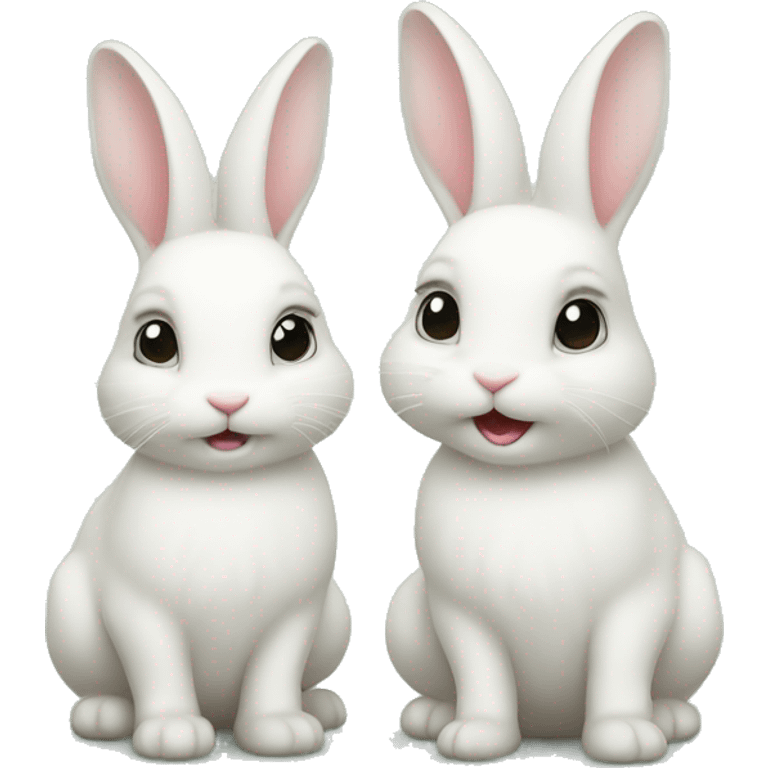 Two little white bunnies emoji