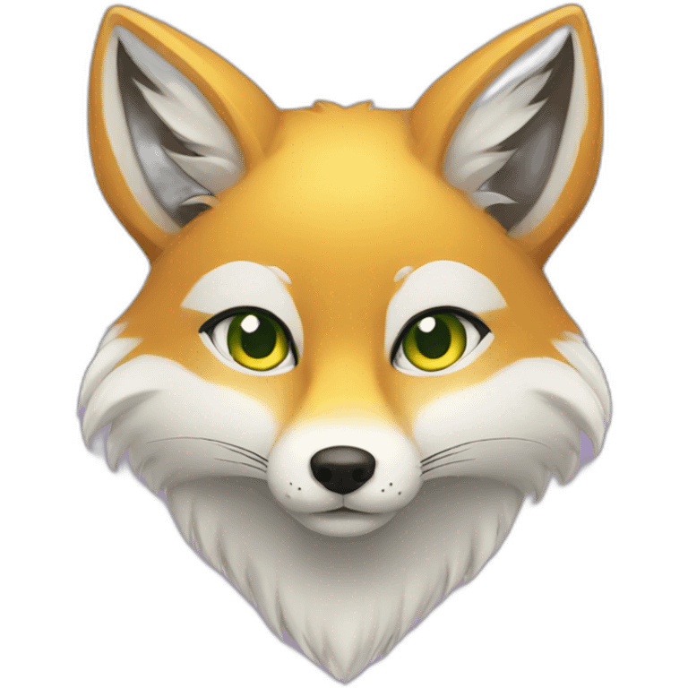 purple white yellow fox furry green eyes emoji