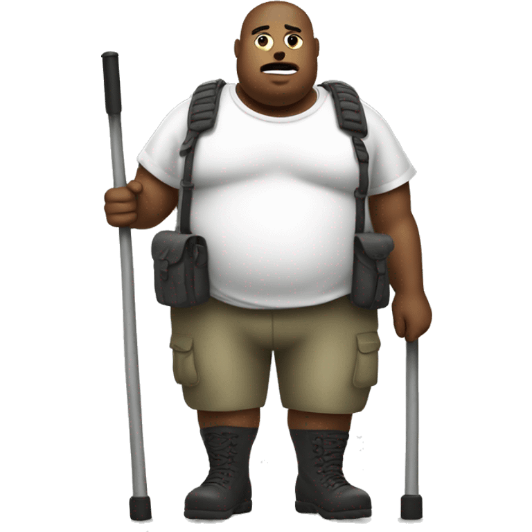 obese white soldier on crutches emoji