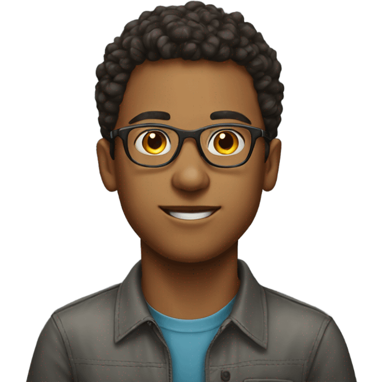 young man with glasses portrait emoji