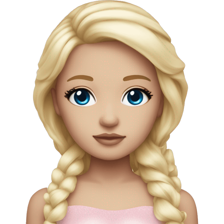 ocean blue doll eyes, blonde hair, feminine, pink, girl, angelic emoji