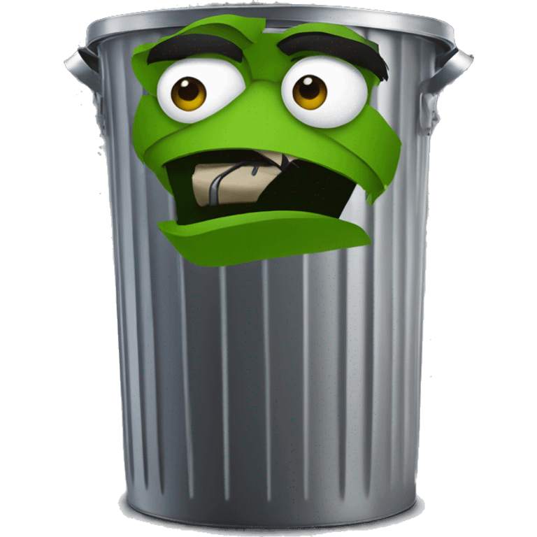 oscar the grouch inside metal trash can emoji