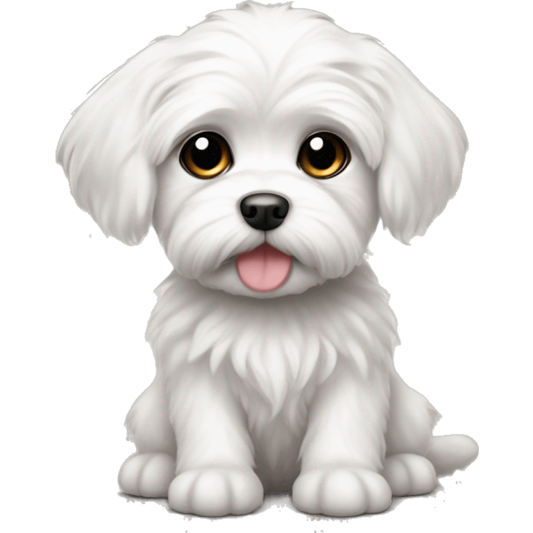 Cute Maltese puppy with dark eyes emoji