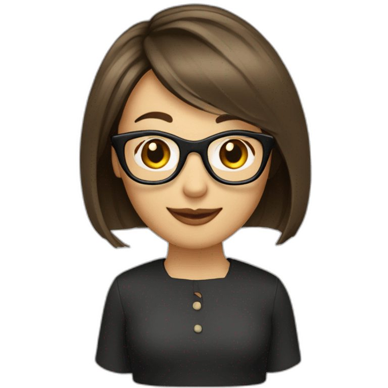 Brunette bob cut glasses smiling emoji