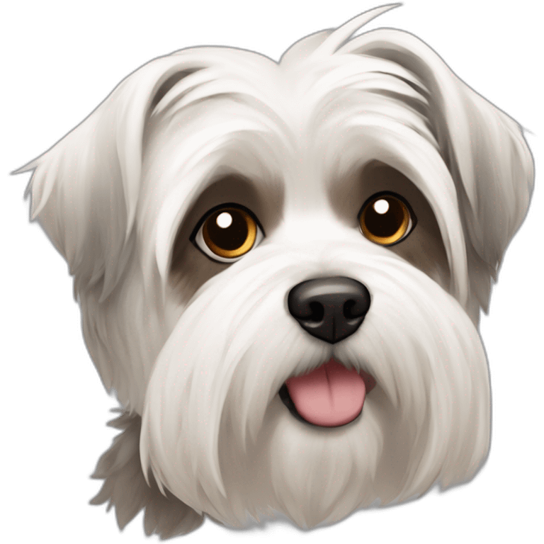 West Highland White terrier and brown/gray combination of a Shih-tzu and a Malthezer emoji