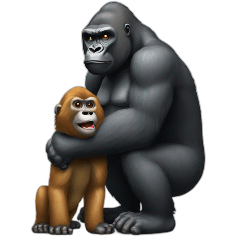 Gorilla giving a Dog to Vladimir Putin emoji