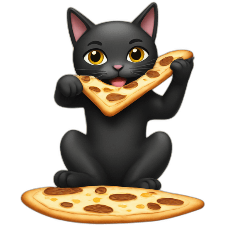 black cat eating flatbread emoji