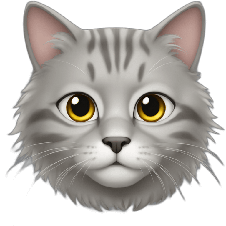 fluffy grey tabby colored cat sitting emoji