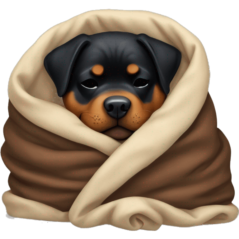 Rottweiler sleeping in blanket emoji