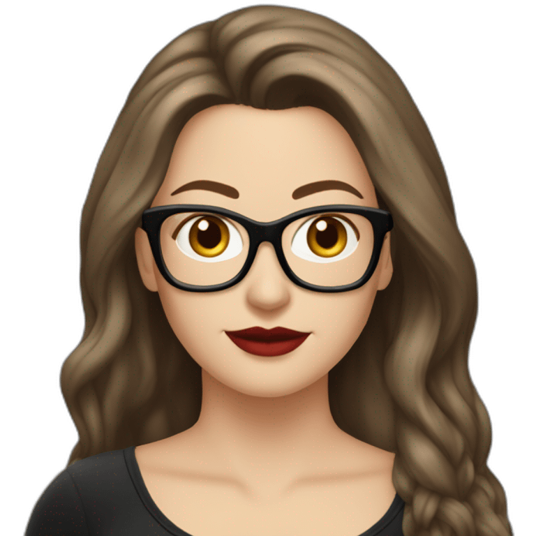 Sexy-Caucasian-Mum-woman-goth-long-brown-hair-standing-wearing-glasses-plus-size-40s emoji