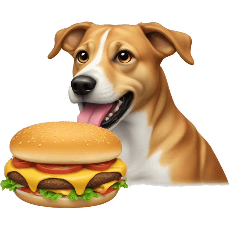 Dog eating burger emoji