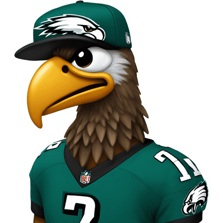 Dirty bird wearing a Philadelphia Eagles jersey crying emoji