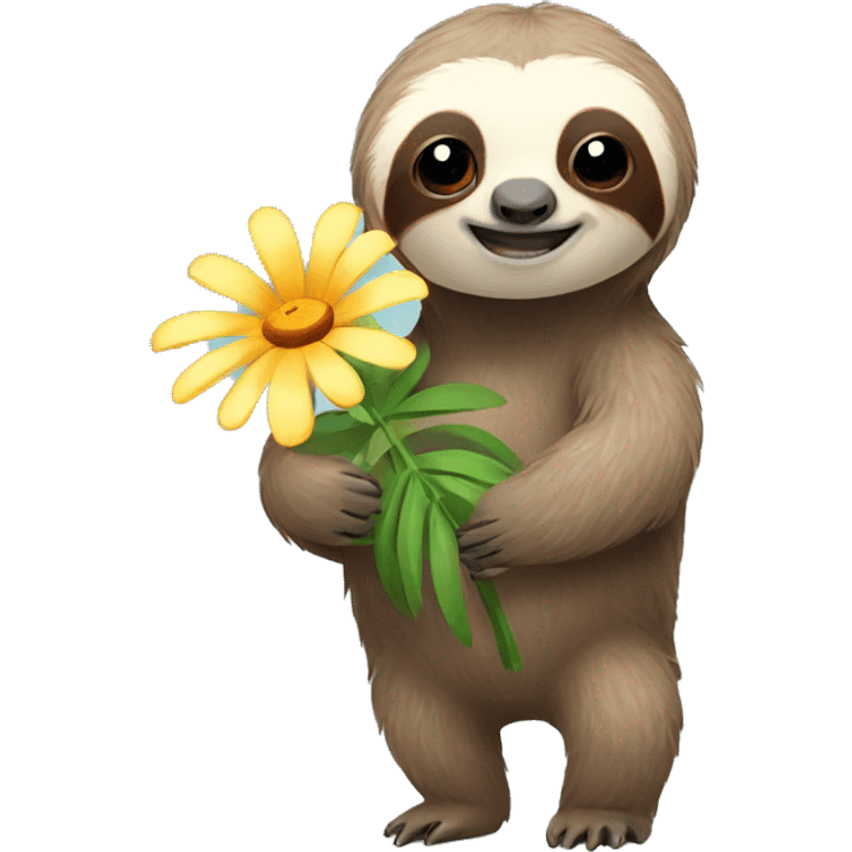 sloth holding flower emoji