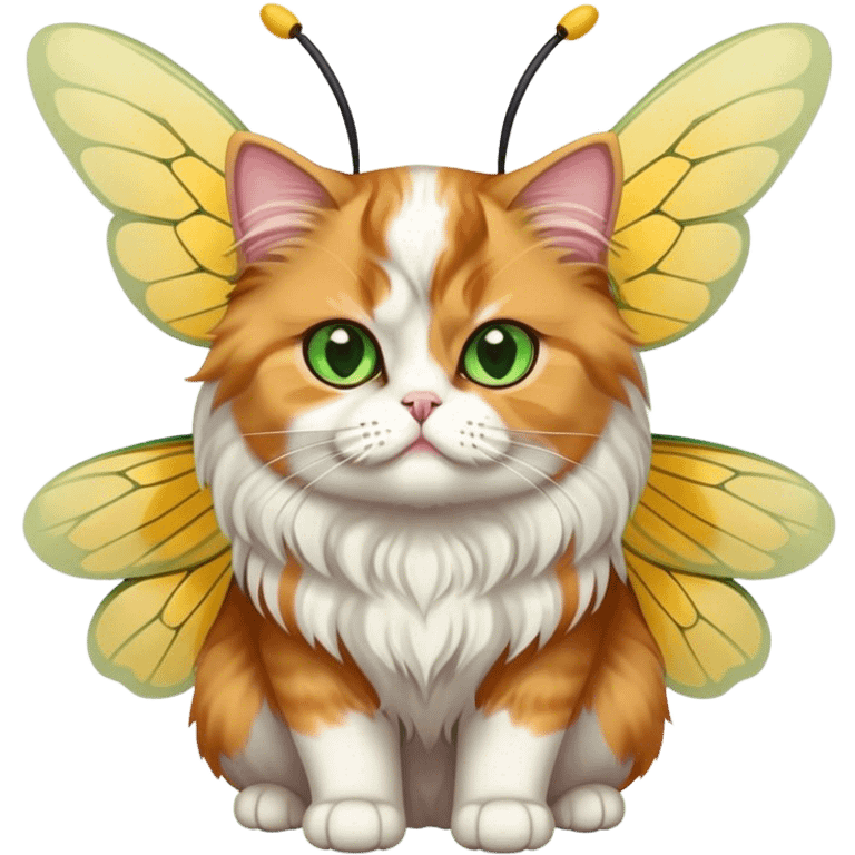 Calico Persian Cat with Bee wings green eyes emoji