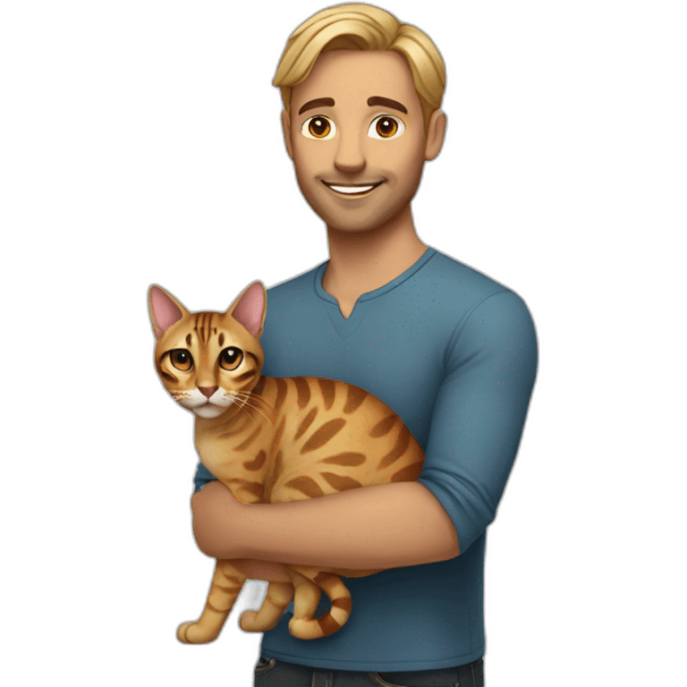 Man-with-bengal-cat emoji