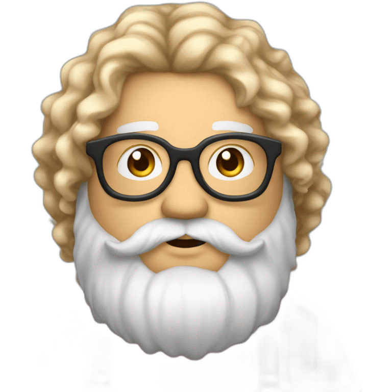 Chubby non binary Big lebowsky round glasses long venitian hair chaotic red and blond beard with vaporizer emoji