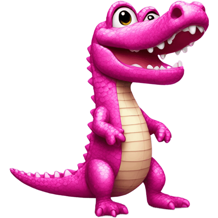 Pink sparkly alligator  standing  emoji