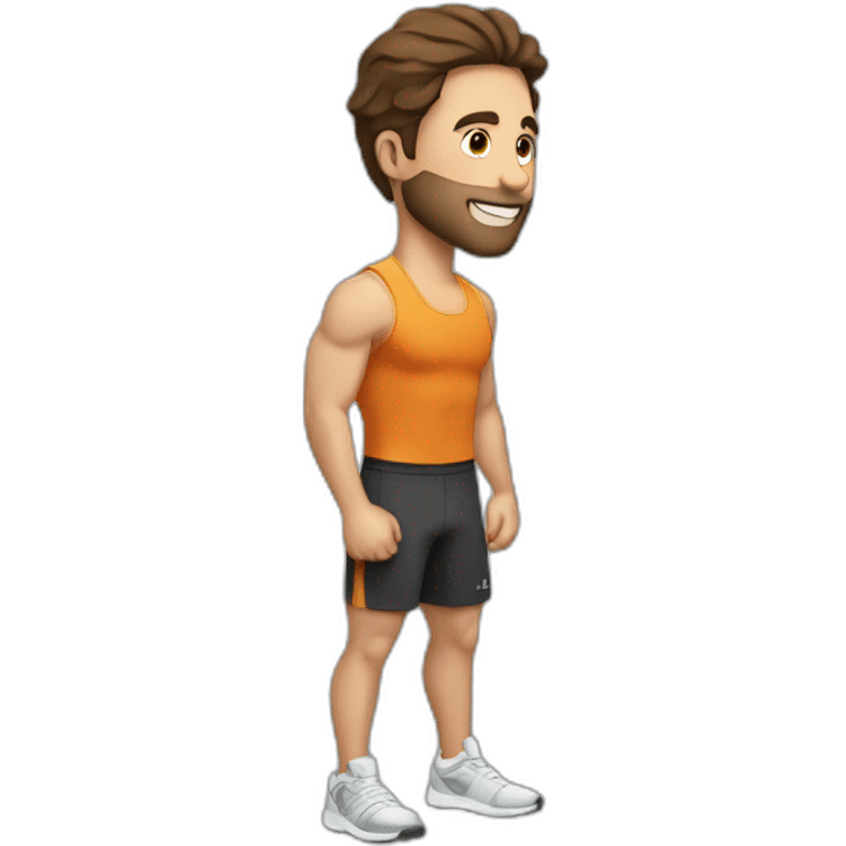 Man with brown hair fitness trainer emoji