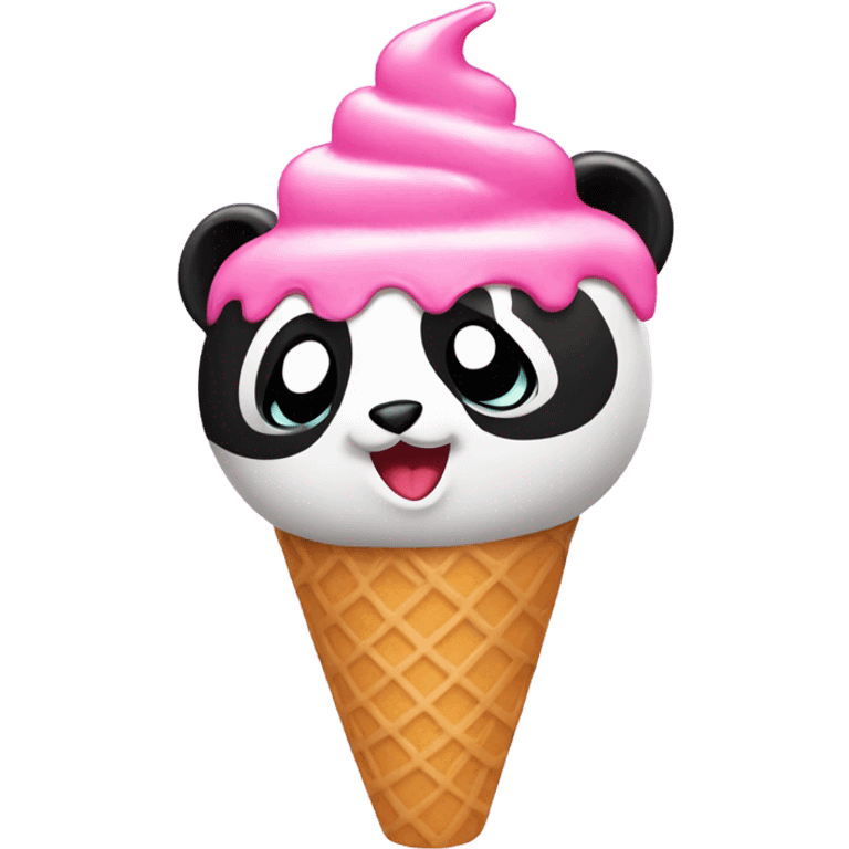 A pink Panda eating ice cream emoji