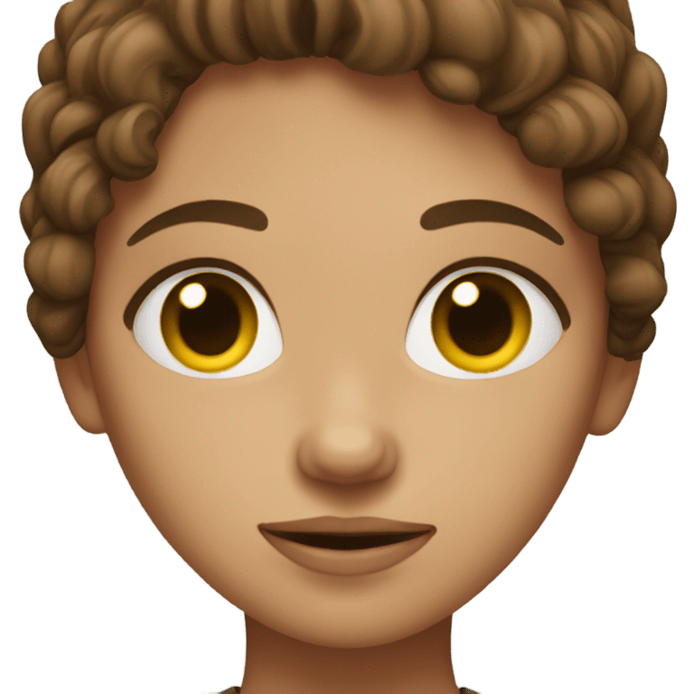 Awkward looking brown haired girl emoji