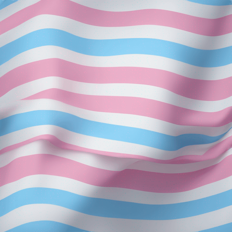 transgender pride flag with five horizontal stripes: light blue, pink, white, pink, and light blue emoji