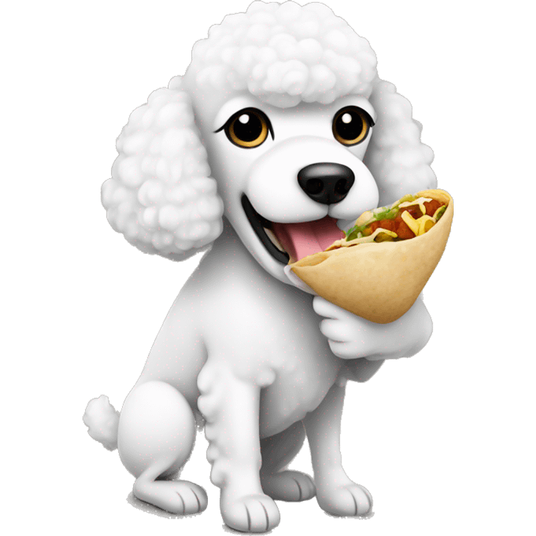 white poodle eating a burrito emoji