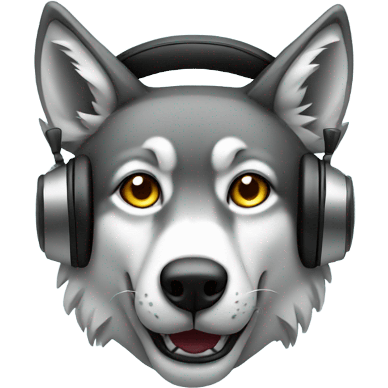 Wolf wearing headphones  emoji