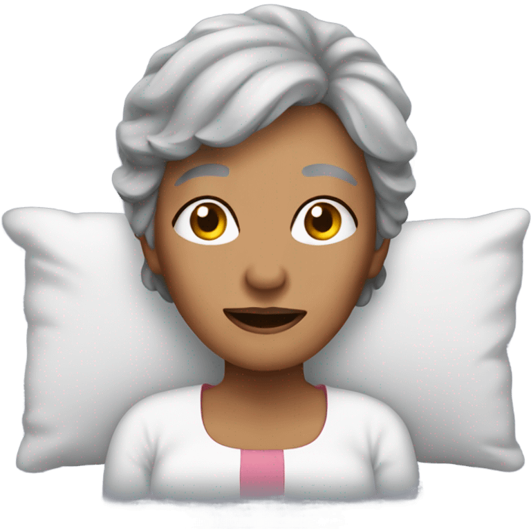 67-year-old lady with gray hair in bed emoji