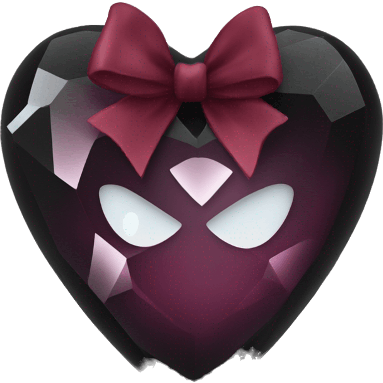 crystal black heart with burgundy bow emoji