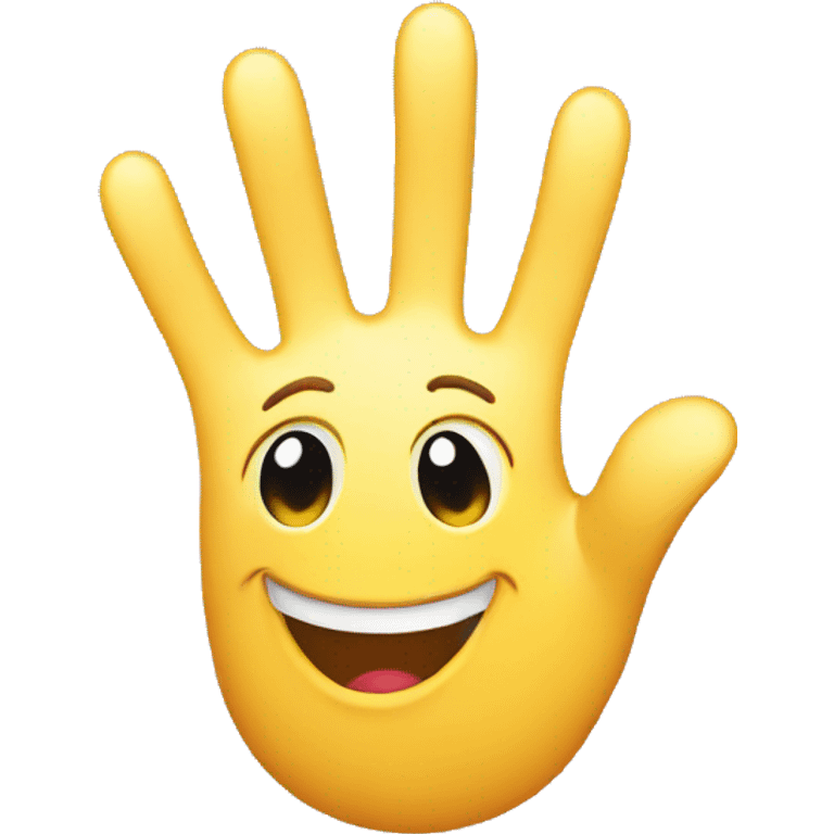 Smiley emoji with a waving hand emoji