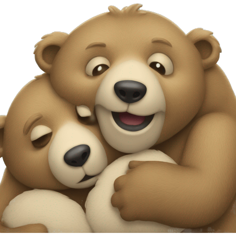 Two bears cuddling  emoji