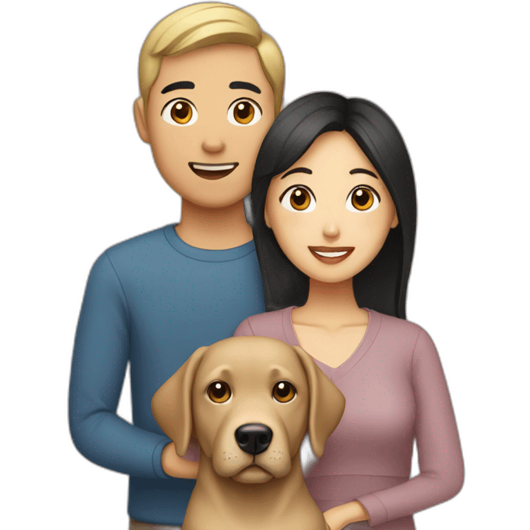 asian couple with labrador emoji