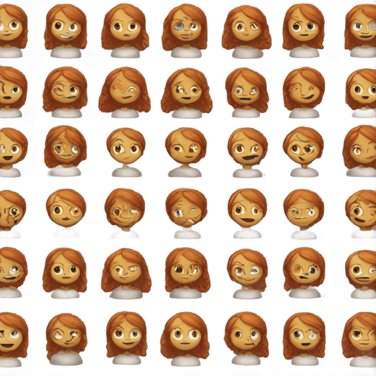 A redhead girl dressed as a pick up baking cookies emoji