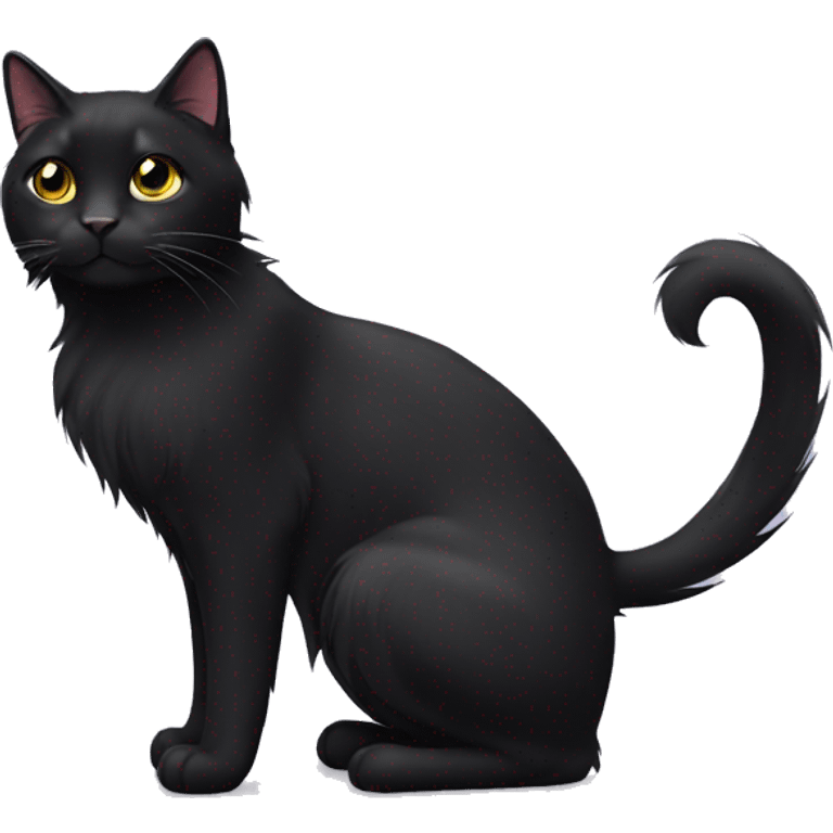 long hair black cat emoji