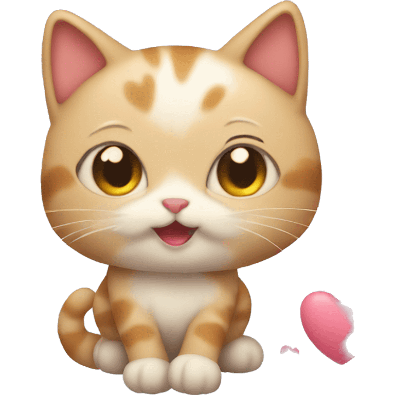 Cute cat with hearts floating around her  emoji