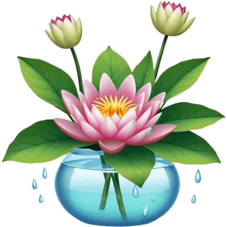 pot bouquet Water Lily, stem, Water Lily leaf emoji